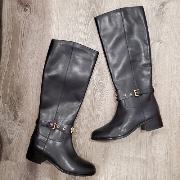 NEW Michael Kors Heather Black Leather Boots - Picture 12 of 14